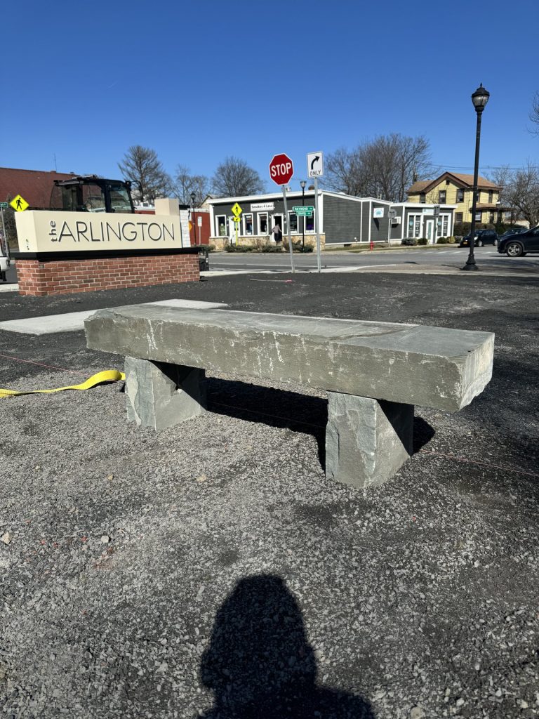 Paver bench in a downtown streetscape installation