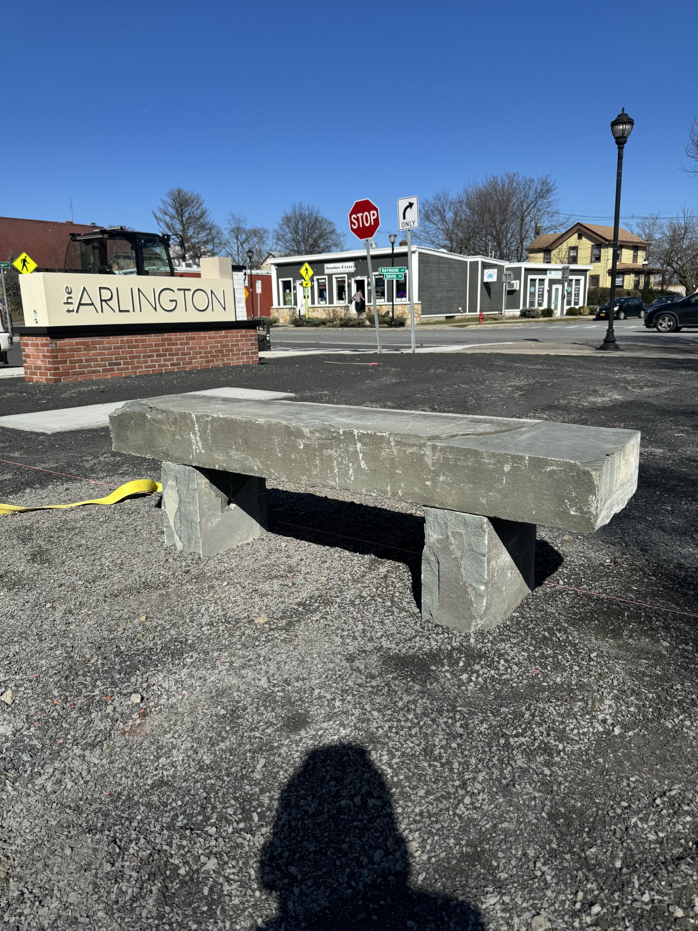 Paver bench in a downtown streetscape installation