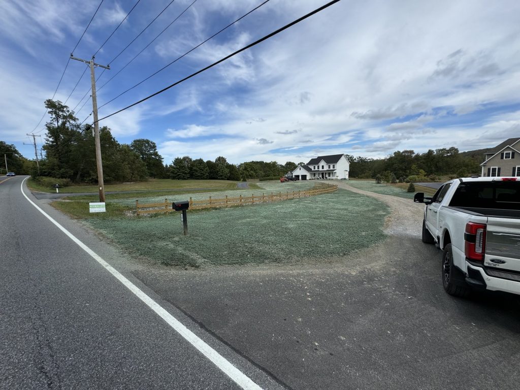 New lawn seeding with hay roadside in Dutchess County NY